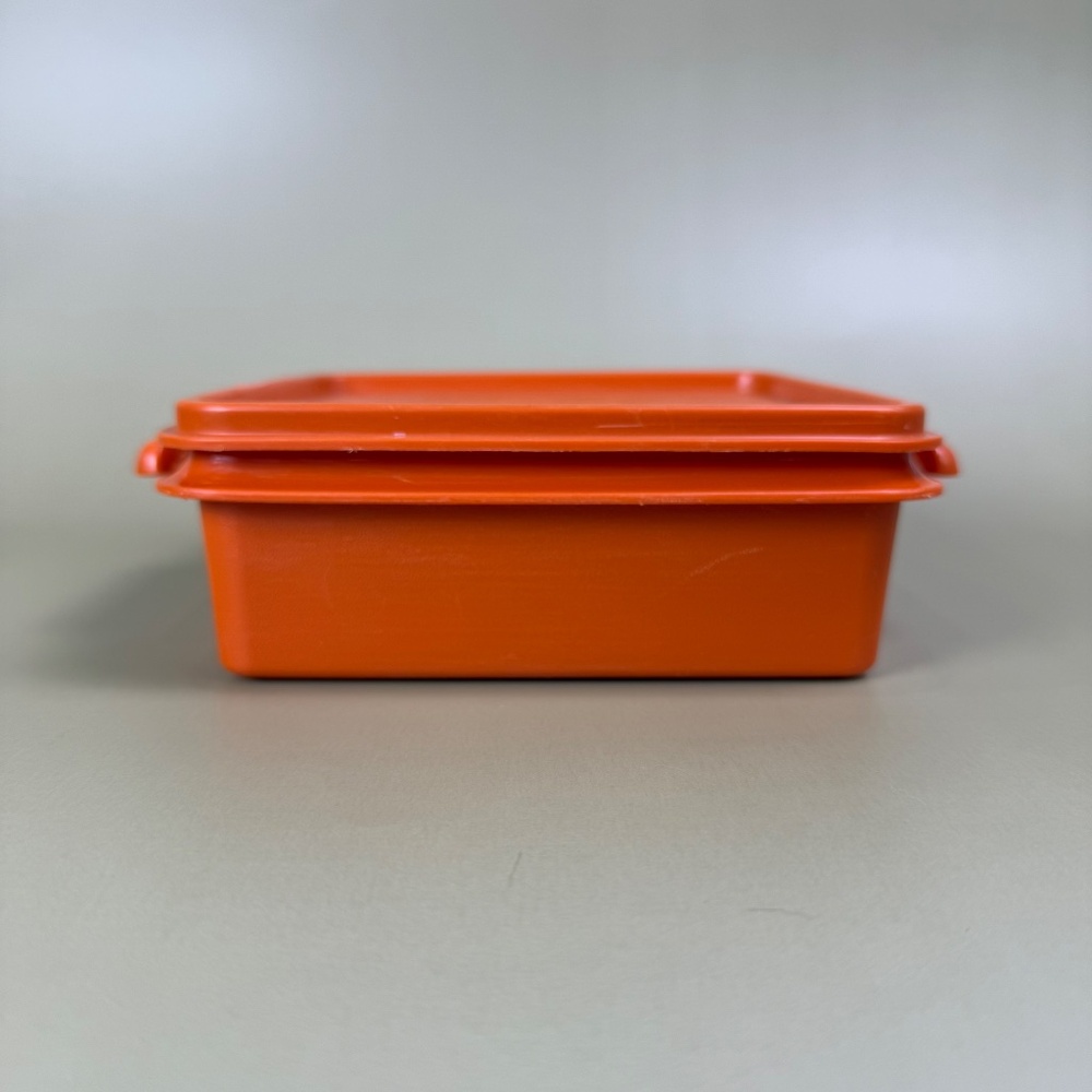 Vintage Tupperware Orange Square Container | Classic Mid-Century Kitchen - Picture 2 of 16